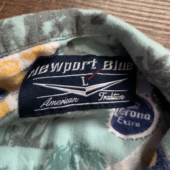 Newport Blue Corona Extra Hawaiian tropical shirt beer vacation men’s sz L EUC - Picture 9 of 10